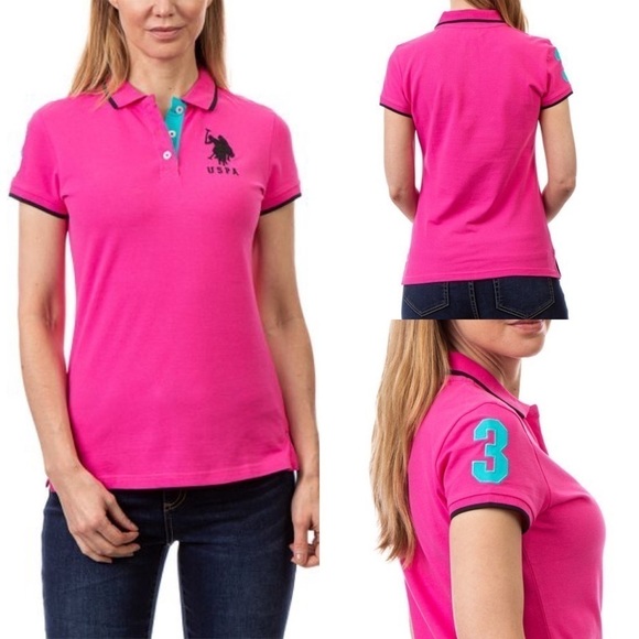 US Polo Assn. New With Tags Pink Triple Crown USPA Polo - Women Size Large - Picture 1 of 15